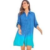 Plus Size Women's Button-Front Swim Cover Up by Swim 365 in Dip Dye (Size 18/20) Swimsuit Cover Up