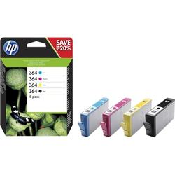 HP 364 N9J73AE - 4 Pack - Original Ink Cartridges - Pack of 4-250/300 Pages - Black & White & Colour