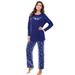 Plus Size Women's Long Sleeve Knit PJ Set by Dreams & Co. in Evening Blue Flowers (Size 34/36) Pajamas