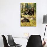 East Urban Home Black Bear Family by Greg & Company - Painting Print Canvas/Metal in Black/Green/Yellow | 40 H x 26 W x 1.5 D in | Wayfair