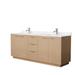 Maroni 80 Inch Double Bathroom Vanity in Light Straw, Light-Vein Carrara Cultured Marble Countertop, Undermount Square Sinks - Wyndham WCF282880DLSC2UNSMXX