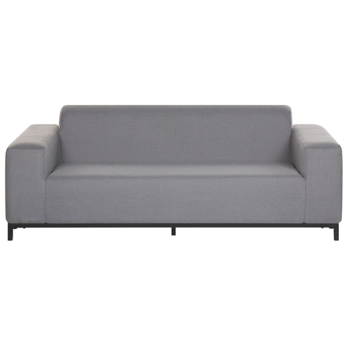 Sofa Grau / Schwarzes Gestell Polsterbezug Indoor & Outdoor Wohnzimmer Salon Balkon Terrasse