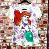 Disney Shirts & Tops | Girls Xl [Disney] Ariel The Little Mermaid T-Shirt | Color: Cream/Purple | Size: Xlg