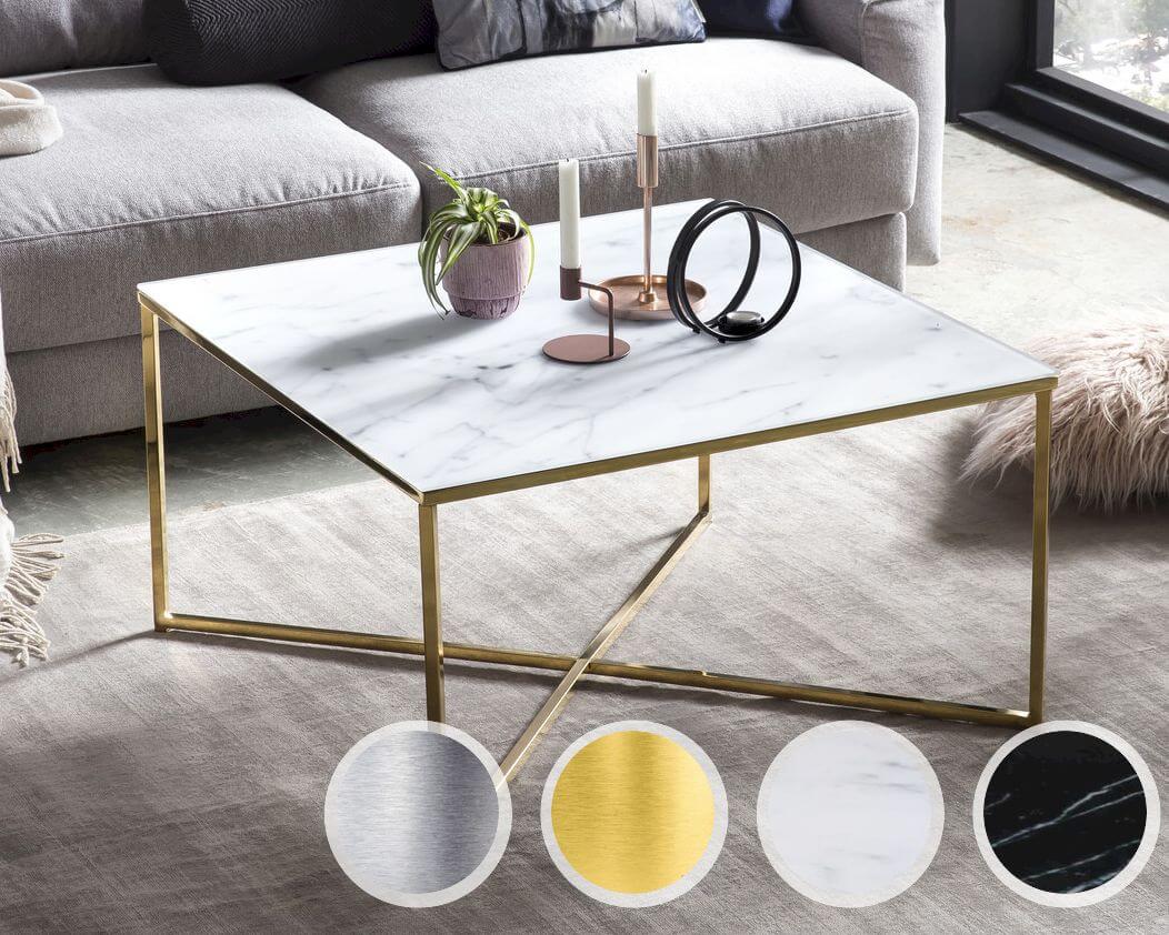 SalesFever »Almira« Couchtisch Marmor-Optik weiß / chrom