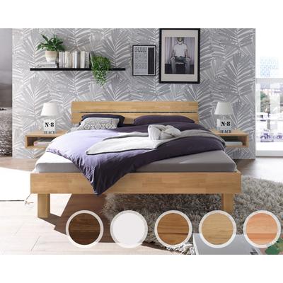 Hasena Pronto Massivholz-Bett Trento Tunca/Ello 200x200 cm / Buche weiss deckend / 25 cm Image