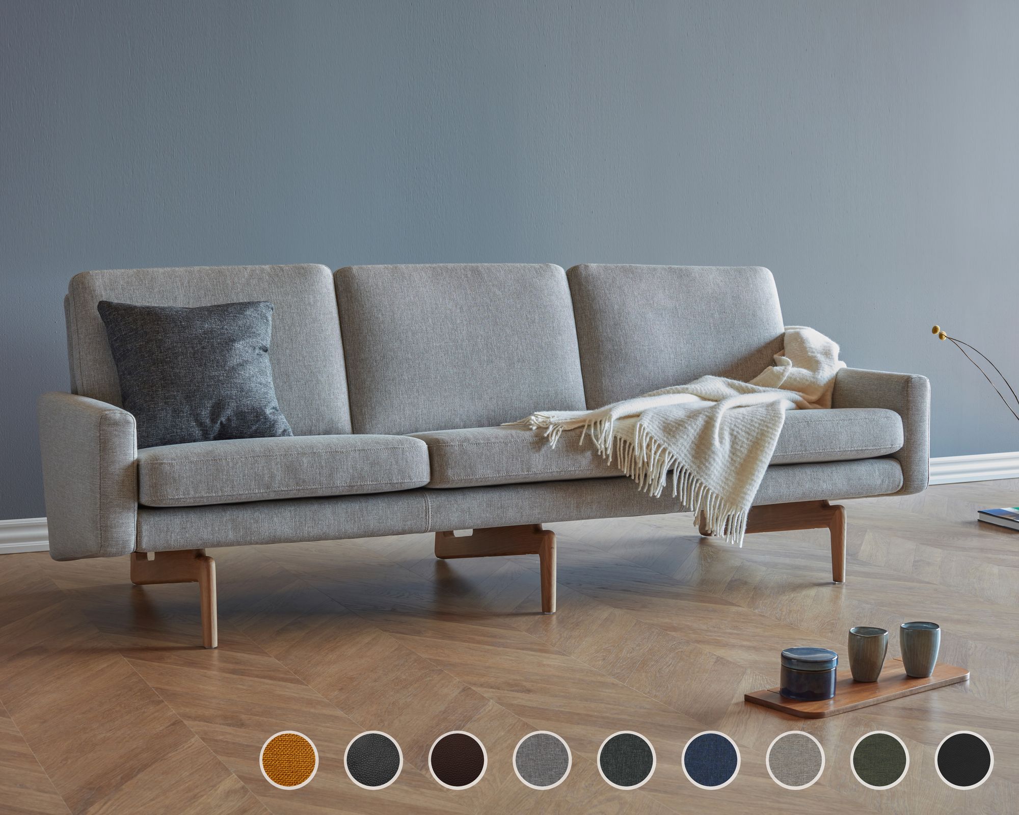 Kragelund »Egsmark« Couch K200 / 2-Sitzer / 151 x 76 x 76 cm / Echtleder 806 Grau