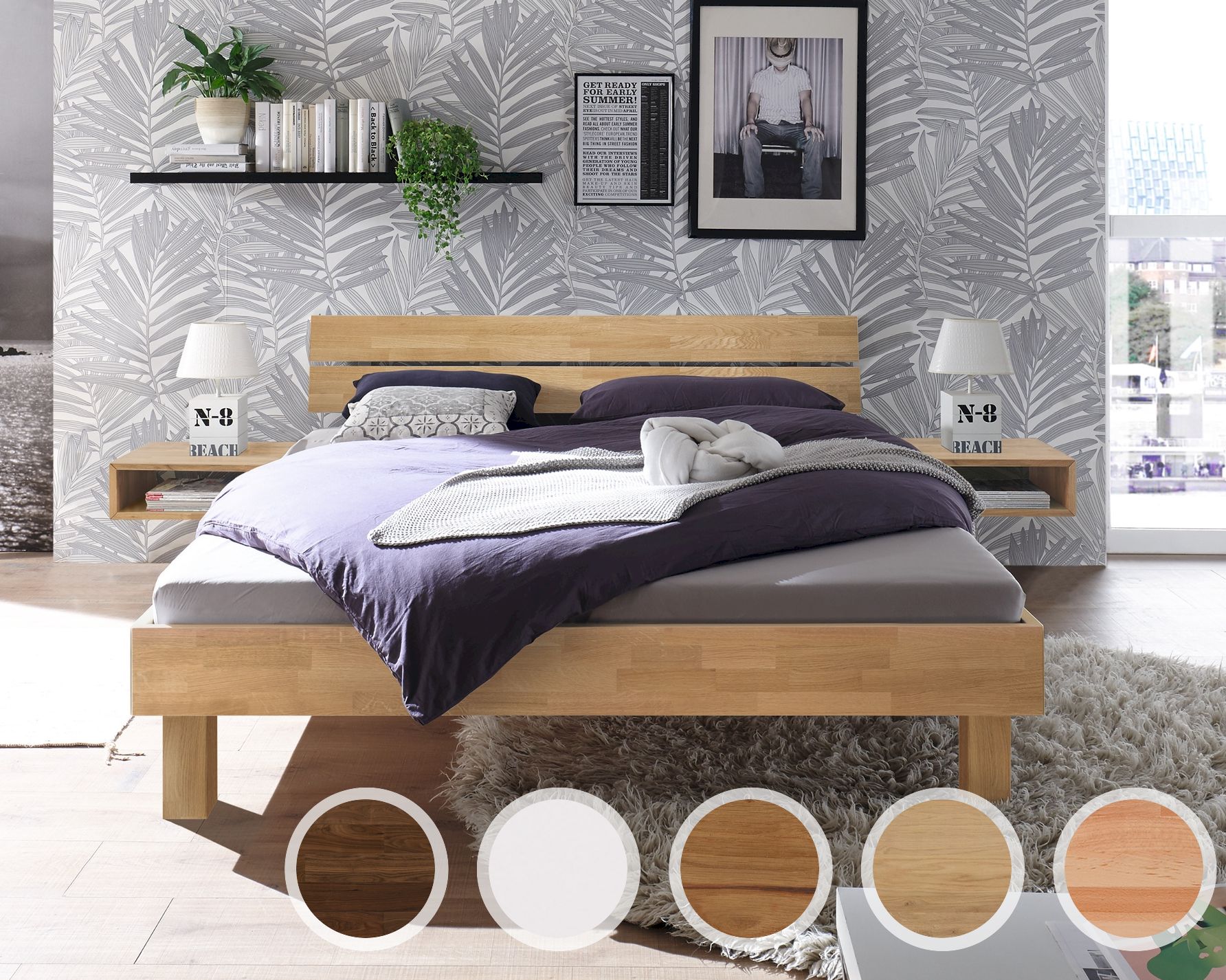 Hasena Pronto Massivholz-Bett Trento Tunca/Ello 120x200 cm / Nussbaum, geölt / 20 cm