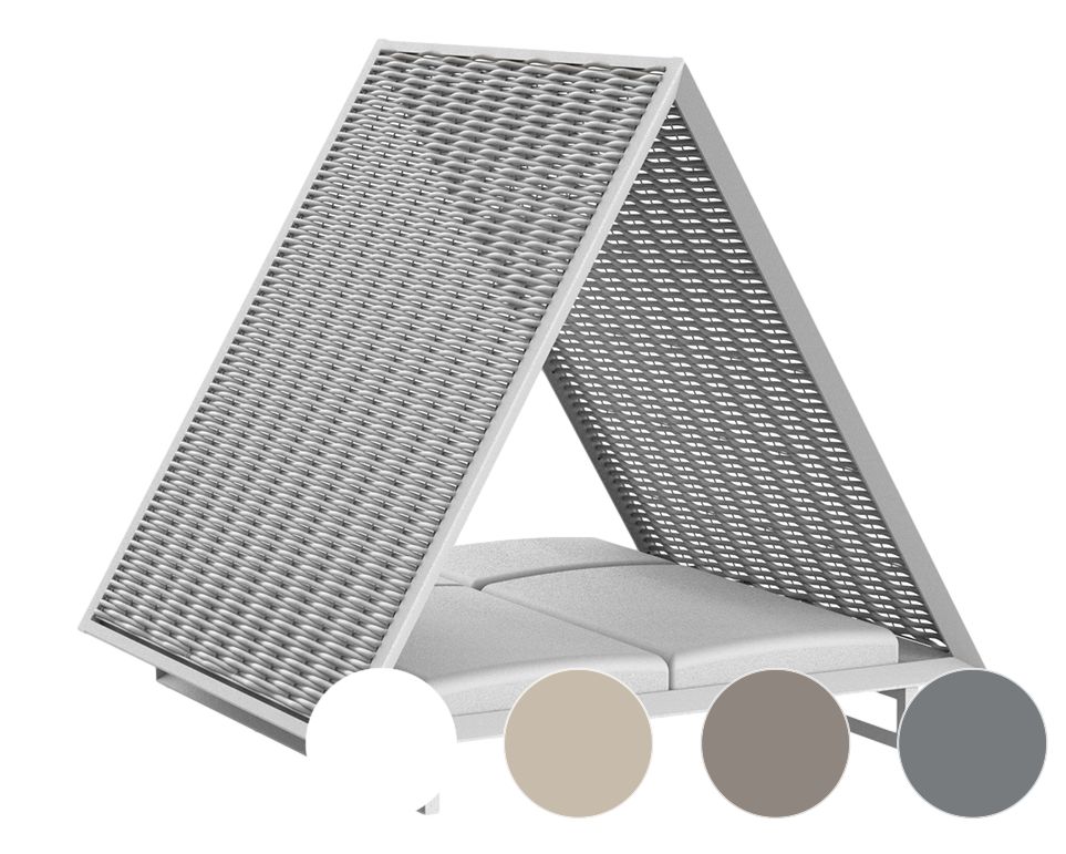 Vondom »VINEYARD« Outdoor Daybed gewebtes Seildach White mit Bezug Silvertex White 4004 / Dach Cordon Snow white 1041