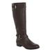 Wide Width Women's The Janis Wide Calf Leather Boot by Comfortview in Dark Brown (Size 7 1/2 W)