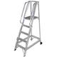 5 Tread 1.3m Aluminium Warehouse Picking Steps & Handrail – Narrow Aisle Portable Safety Stair Platform Ladders – Mobile Push/Pull Safety Steps – 2.9m Working Height – Castor Wheels Easy Movement