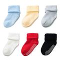 Positif Baby Toddlers Non Slip Anti Skid Thick Cotton Socks with Grips for Infant Kids Boys Girls-6 pairs, Black, 1-3 Years