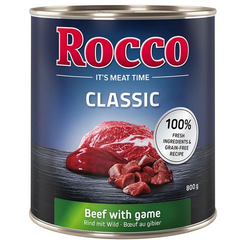 6x800g Classic mit Rind & Wild Rocco Hundefutter nass