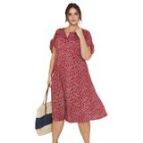 Plus Size Women's Tie-Sleeve Dress by ellos in Classic Red Floral (Size 30)