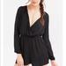 Urban Outfitters Pants & Jumpsuits | Demy Long-Sleeve Satin Romper Nwot | Color: Black | Size: S