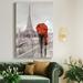 One Allium Way® Modern Couple in Paris by J Paul - Wrapped Canvas Painting Print Metal in Gray/Red | 48 H x 32 W x 1 D in | Wayfair