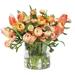 Winward Silks Mix Peach Ranunculus & Tulip Floral Arrangement in Vase | 13 H x 16 W x 16 D in | Wayfair SDP319.PC