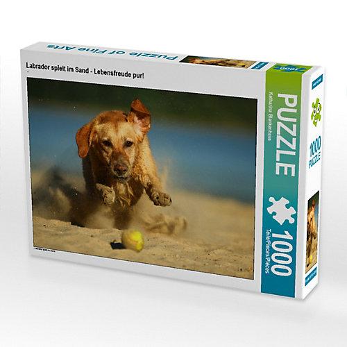 Puzzle Labrador spielt im Sand - Lebensfreude pur! Lege-Größe 64 x 48 cm Foto-Puzzle Bild von Katharina Blankenhaus