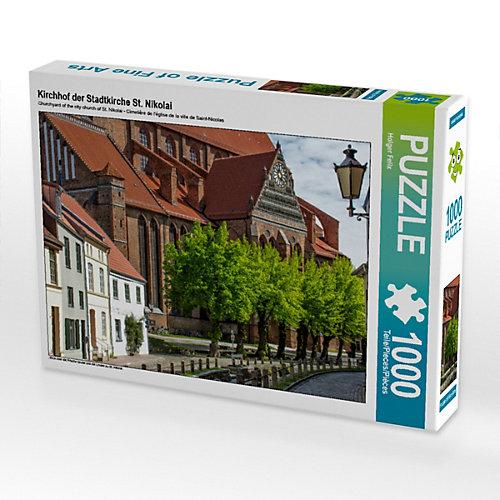 Puzzle CALVENDO Puzzle Kirchhof der Stadtkirche St. Nikolai - 1000 Teile Foto-Puzzle glückliche Stunden Kinder