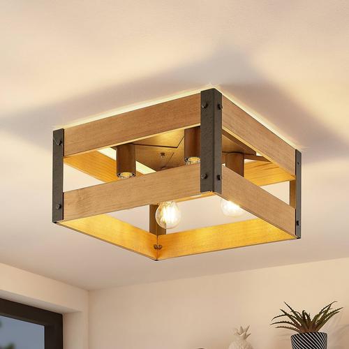 Lindby Gudula Deckenlampe aus Holz und Eisen