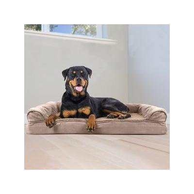 FurHaven Plush & Suede Orthopedic Sofa Cat & Dog Bed with Removable Cover, Almondine, Jumbo