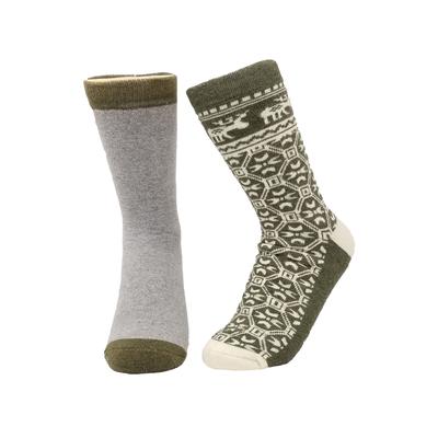 Plus Size Women's 2 Pr Super Soft Polyester Thermal Insulated Socks by GaaHuu in Olive Moose Grey (Size OS (6-10.5))