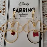 Disney Jewelry | Minnie Mouse Bow Disney Clip On Earrings Gold Tone | Color: Gold/Red | Size: 1 In X 1 Inch