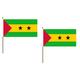 AZ FLAG STOCKFLAGGE SÃO TOMÉ UND PRÍNCIPE 45x30cm mit holzmast - 10 stück SAO Tome STOCKFAHNE 30 x 45 cm - flaggen