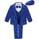 mintgreen Baby Boys Suit, 5Pcs Tuxedo Formal Wedding Outfit with Hat, Blue, 6-9 Months