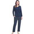 Amorbella Full Cotton Pyjamas for Women Long Sleeve Long Pants Ultra Soft Winter Thermal PJs Sets (Navy Polka Dot, Medium)