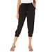 Plus Size Women's Drawstring Soft Knit Capri Pant by Roaman's in Black (Size 4X)