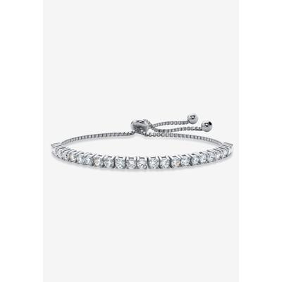 Women's Silver Tone Bolo Bracelet (4mm), Simulated Birthstone 9.25" Adjustable by PalmBeach Jewelry in April