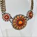 J. Crew Jewelry | J. Crew Orange Red Gold Burst Statement Necklace | Color: Gold/Orange | Size: Os