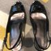 Nine West Shoes | Black Patent Leather Open Toe Heels | Color: Black | Size: 6