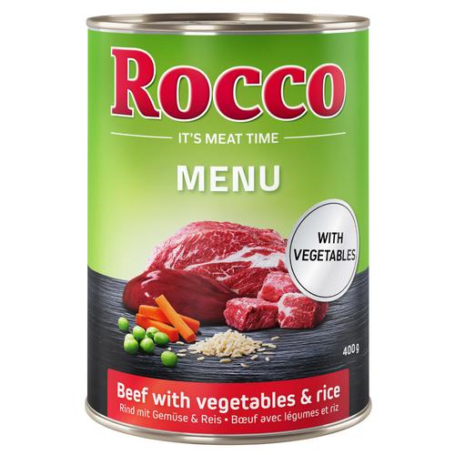6x400g Menue mit Rind, Gemüse & Reis Rocco Hundefutter nass