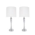 Rosdorf Park Encinal 30.5" Chrome Table Lamp Set Metal/Fabric in Gray/White | 30.5 H x 12 W x 12 D in | Wayfair C3AC9A17494D431B9E917FE72453F67D