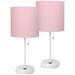 LimeLights 19 1/2" High White and Pink USB Accent Lamps Set of 2