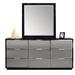 Orren Ellis Elkville 9 Drawer 71" W Double Dresser w/ Mirror, Wood in Black | 31 H x 71 W x 18 D in | Wayfair 94722D9191714A4B8ED8B485AEC0B584