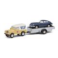 Schuco 450502900 Piccolo Land Rover with Trailer and Jaguar E-Type, British Classic Service, Model Car, Limited Edition 500