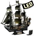 CubicFun LED 3D Puzzles UPGRADE Queen Anne's Revenge Pirate Ship Model Kits for Adults to Build, Impossible Black Pearl Ship Jigsaw Puzzles for Adults -293 Pieces