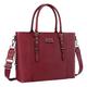 MOSISO Laptop Tote Bag (17-17.3 inch), PU Leather Shoulder Briefcase Handbag Compatible with MacBook & Notebook Large Capacity with Padded Compartment, Wine Red