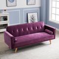 Mercury Row® Angus Twin 71.6" Wide Tufted Back Convertible Sofa Wood/Linen in Indigo | 29.9 H x 71.6 W x 28.3 D in | Wayfair
