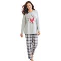 Plus Size Women's Cozy Pajama Set by Dreams & Co. in Grey Plaid (Size 14/16) Pajamas