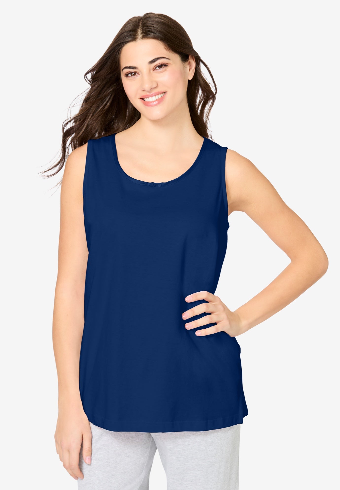Plus Size Women's Knit Sleep Tank by Dreams & Co. in Evening Blue (Size 6X)