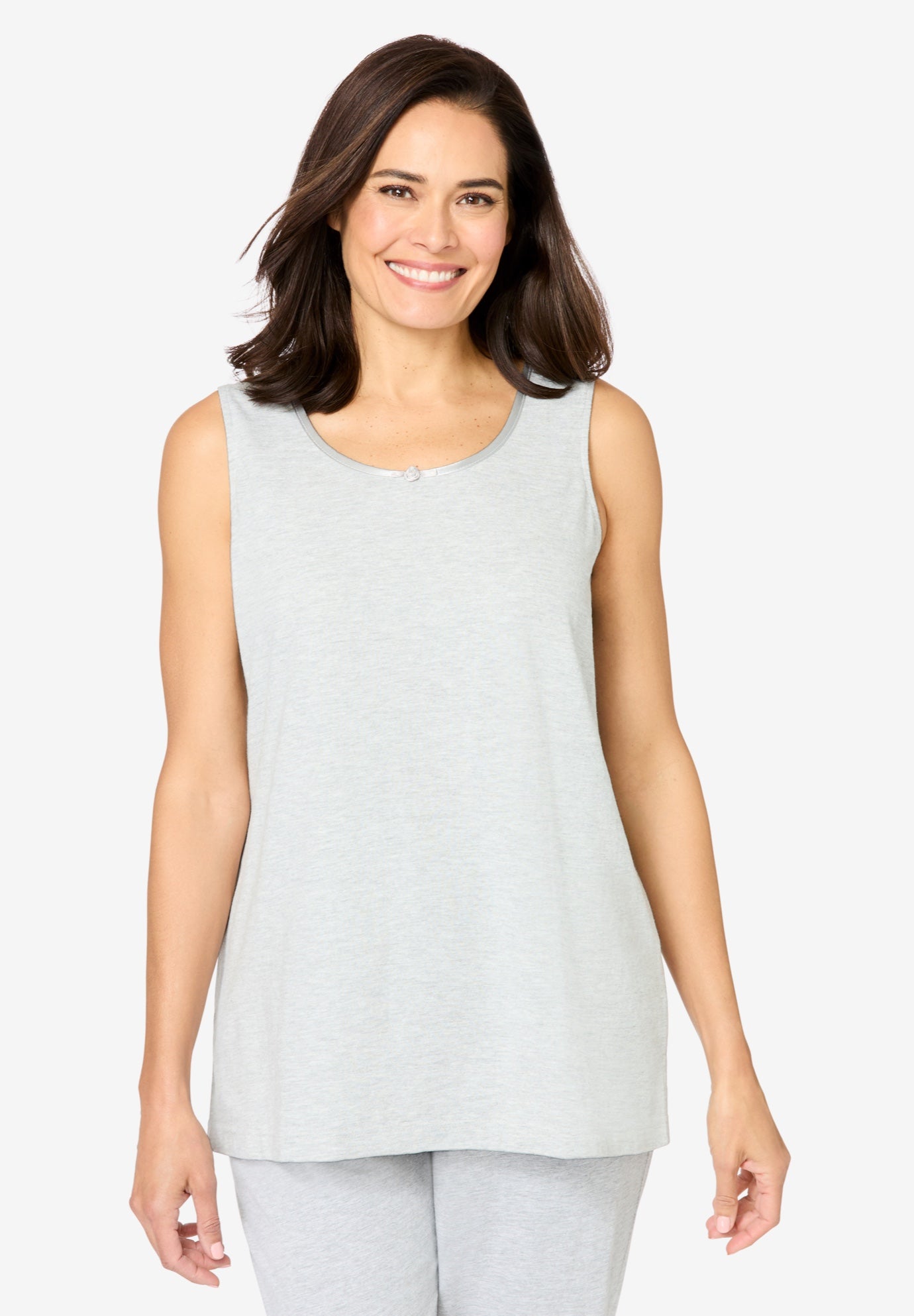 Plus Size Women's Knit Sleep Tank by Dreams & Co. in Heather Grey (Size 3X)