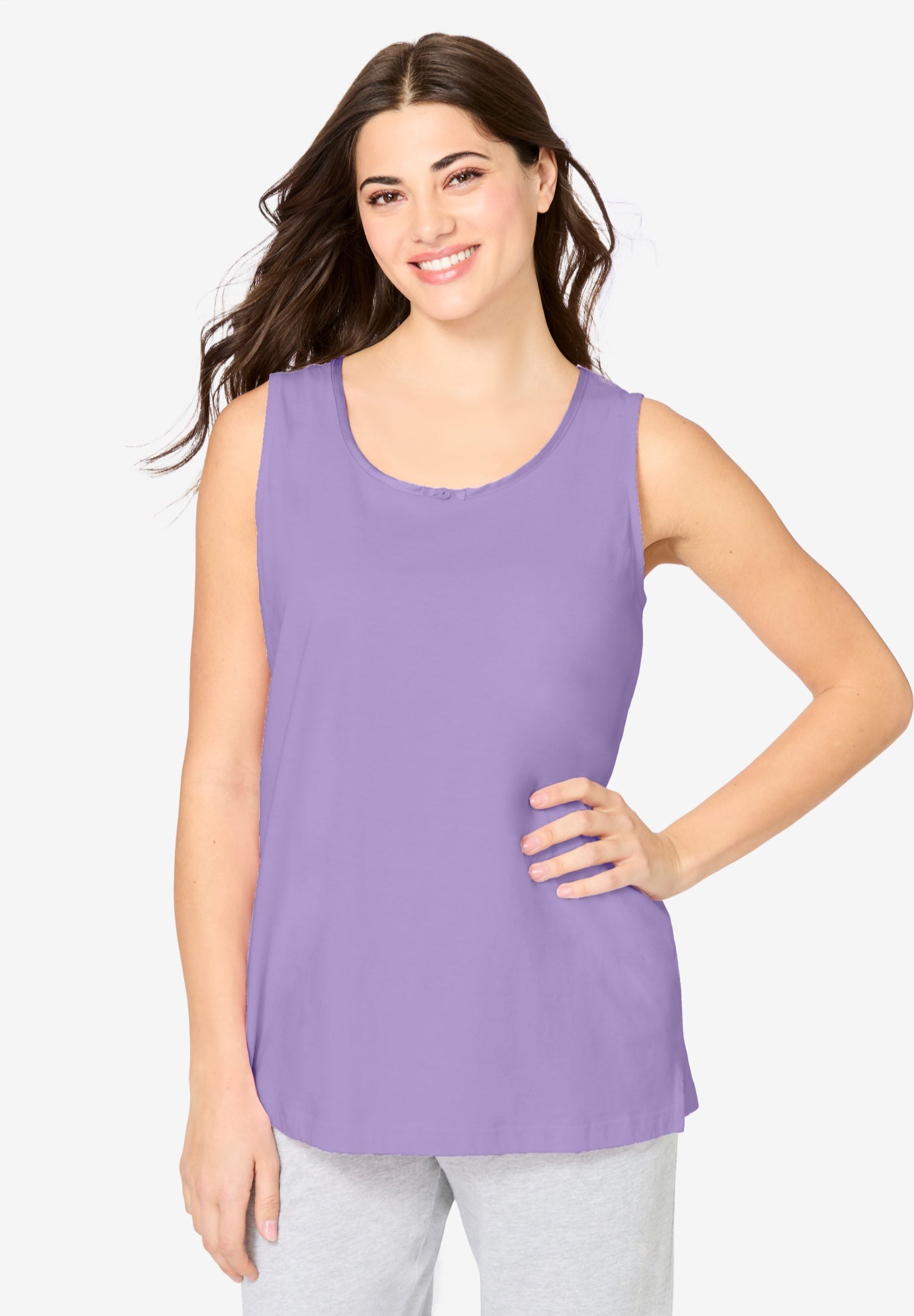 Plus Size Women's Knit Sleep Tank by Dreams & Co. in Soft Iris (Size L)