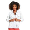K Jordan Colored Jean Jacket (Size 4X) White, Cotton,Polyester,Spandex
