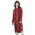 Donoratico Women's Fall and Winter Loose Pullover Hooded Long Sleeved Knitted Dress Long Knitted Sweater Jumper Top (Red, Medium)