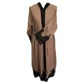 SHI Boutique L10 Ladies Dubai Nida Open Lace Abaya Kimono Maxi Belt in Almond Sizes 52-60 (Size 56)