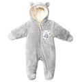Baby Fleece Snowsuits Hooded Rompers Footed Jumpsuit Thick Onesies Winter Outfits, Grey 12-18 Months