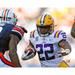 Clyde Edwards-Helaire LSU Tigers Unsigned White Jersey Rushing With Ball vs. Auburn Photograph